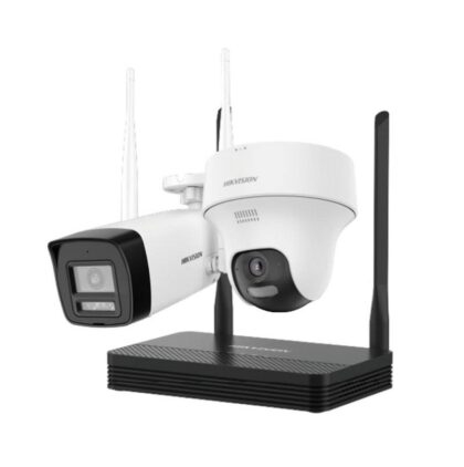 Kit de Cámaras Hikvision 4CH, Incluye 1x Bullet y 1x Domo 4MP, 1 Grabadora NVS Wi-Fi, soporta MSD Hasta 512GB, Incluye Fuente y Cable RJ45