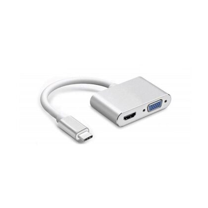 Adaptador Múltiple AON 2 en 1, USB tipo C a VGA y HDMI