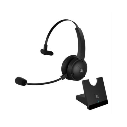 Headset KlipXtreme CrystalCom Pro, Monoaural, conexión inalámbrica Bluetooth, micrófono y base de carga magnética, Color negro