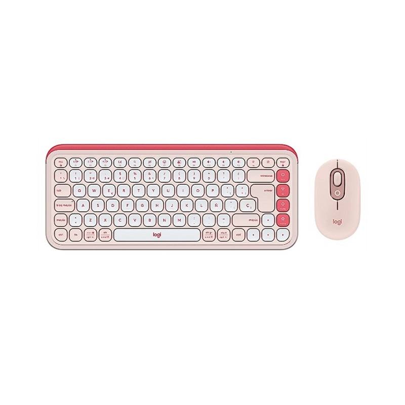 Combo Teclado y Mouse Inalámbrico, LOGITECH POP ICON, Interfaz Bluetooth, Español, Rosado