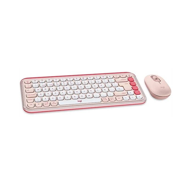 Combo Teclado y Mouse Inalámbrico, LOGITECH POP ICON, Interfaz Bluetooth, Español, Rosado