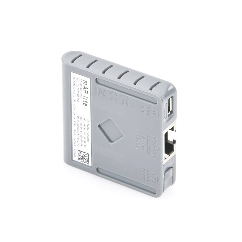 Micro Access Point MIKROTIK mAP lite, cadena dual de 2,4 GHz, CPU de 650MHz, 64MB RAM, 1 puerto Ethernet, 1 entrada PoE, Micro USB