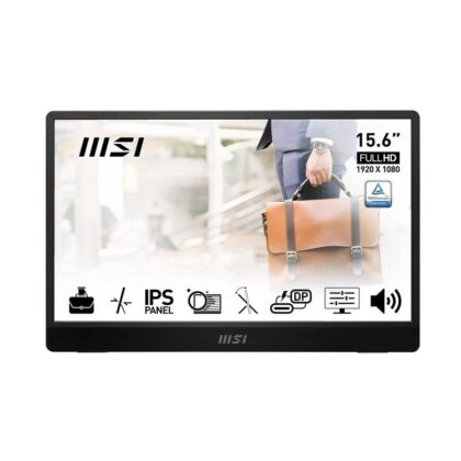Monitor LED portátil MSI PRO MP161 E2 de 15.6" FHD IPS, 4ms, 60Hz, puertos mini HDMI y USB Tipo C