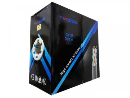 Caja de cable UTP Cat6 T-VISION, 1000 Pies, 100% Cobre, para interiores, Color Amarillo
