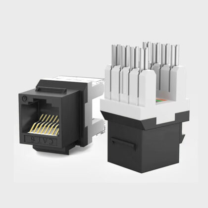 Jack RJ45 CAT6 T-VISION de 8 contactos a 180°, tipo Keystone, Negro