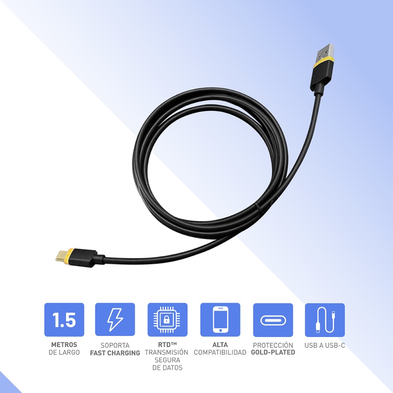 Cable USB a USB Tipo C Thonet & Vander, 1.5 Metros, Negro