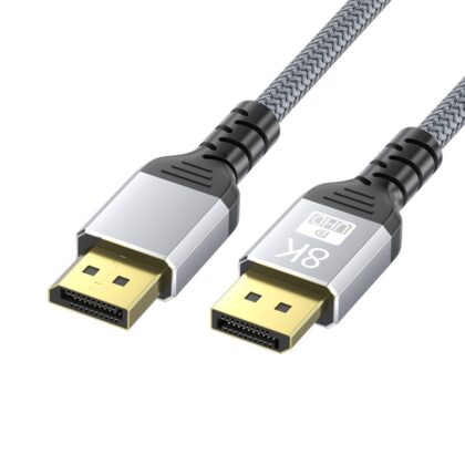 Cable DisplayPort V1.4 T-VISION Macho Macho de 5 Metros, 8K 60HZ, Trenzado gris