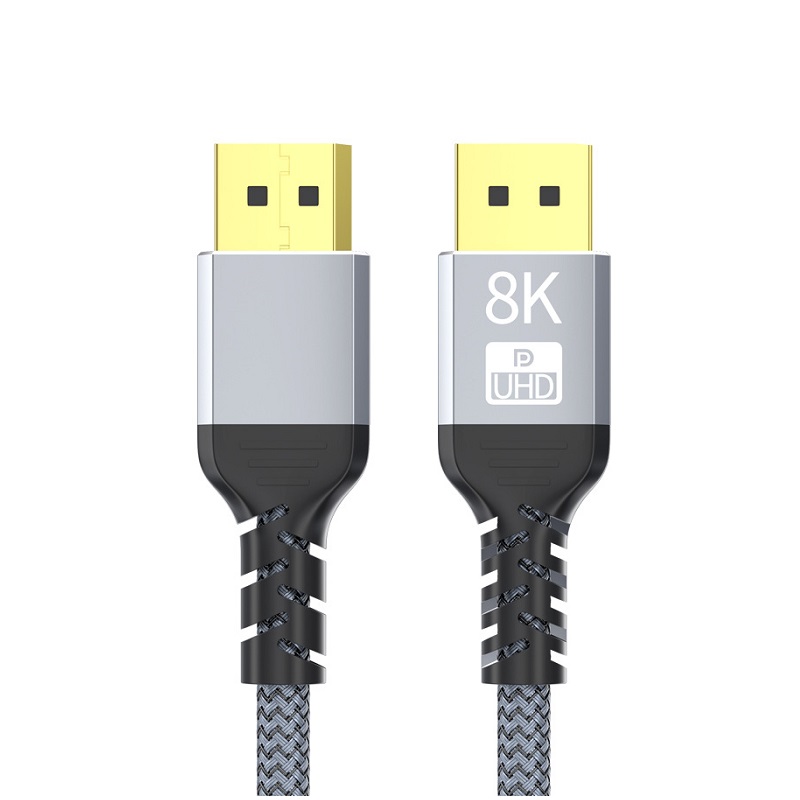 Cable DisplayPort V1.4 T-VISION Macho Macho de 5 Metros, 8K 60HZ, Trenzado gris