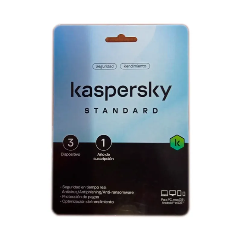 Programa Antivirus KASPERSKY Estandar para 3 Dispositivos, 1 año de suscripción