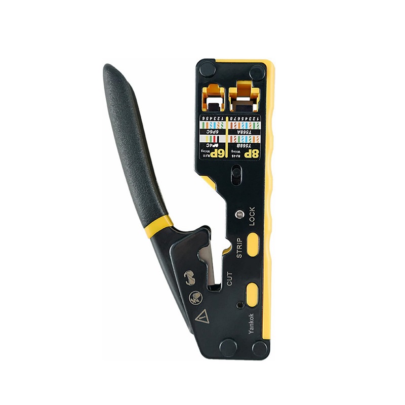 Pinza para armar cable de Red T-Vision 6088, kit de prensado para Cat7 Cat6 Cat5e, RJ12, RJ11, RJ45, 8P/6P, Amarilla