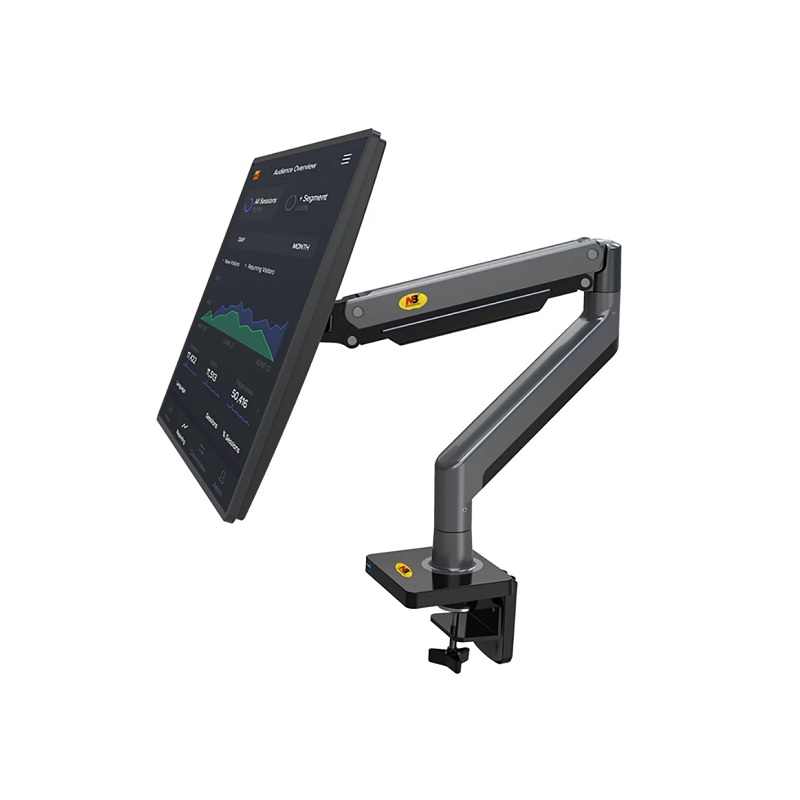 Soporte de mesa North Bayou G40 para Monitores de 27-40", Rotación 360°, Girar 90°, Carga máx 12kg, color negro