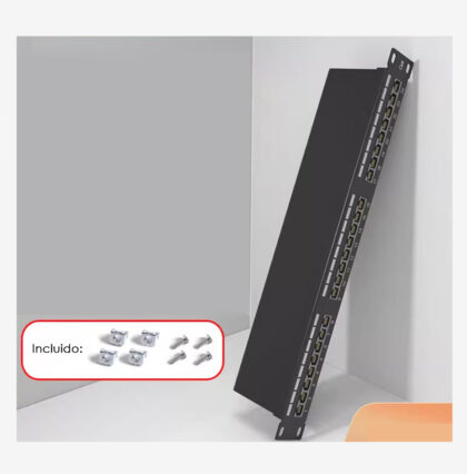 Patch Panel T-VISION Cat6A 24 Puertos Blindado, 100% Cobre Pass Fluke, incluye tornillos.