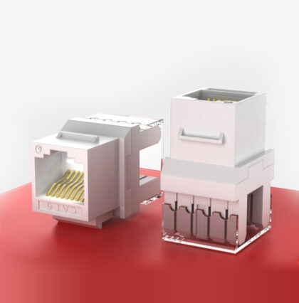 Jack RJ45 CAT6 T-VISION de 8 contactos a 180°, tipo Keystone, Blanco