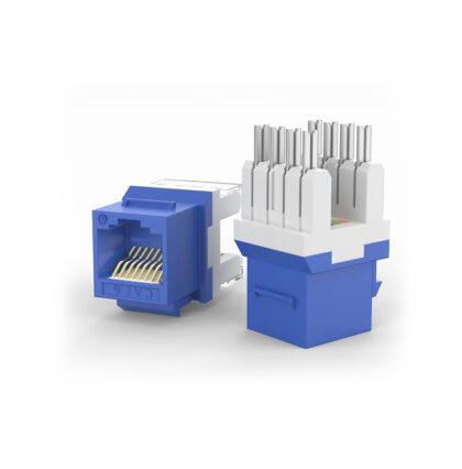 Jack RJ45 CAT6 T-VISION de 8 contactos a 180°, tipo Keystone, Azul