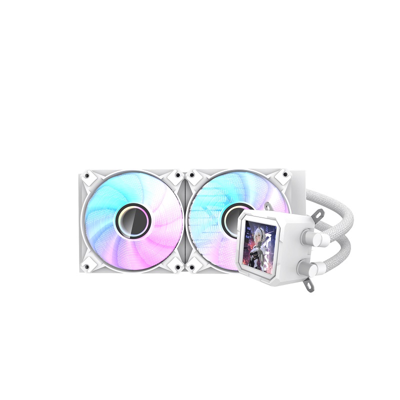 Sistema de Enfriamiento Liquido DarkFlash DV240S, Radiador 240mm, ARGB LED Dual Fan, 1800RPM, Blanco