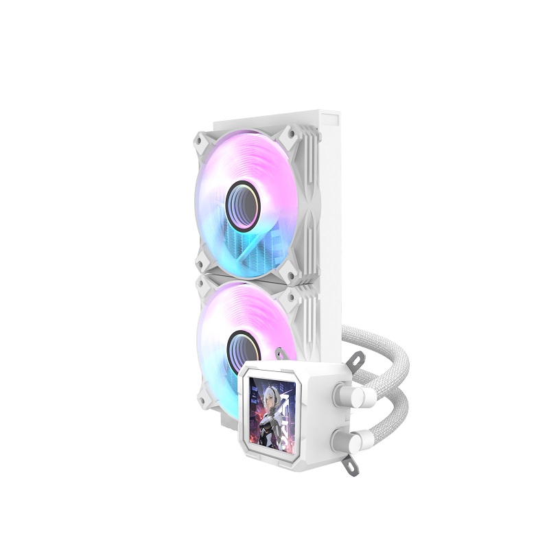Sistema de Enfriamiento Liquido DarkFlash DV240S, Radiador 240mm, ARGB LED Dual Fan, 1800RPM, Blanco
