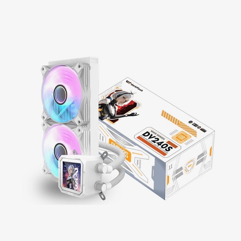 Sistema de Enfriamiento Liquido DarkFlash DV240S, Radiador 240mm, ARGB LED Dual Fan, 1800RPM, Blanco