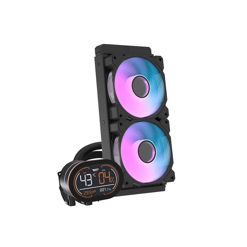 Sistema de Enfriamiento Liquido DarkFlash DH240D, Radiador 240mm, ARGB LED Dual Fan, 2000RPM, Negro