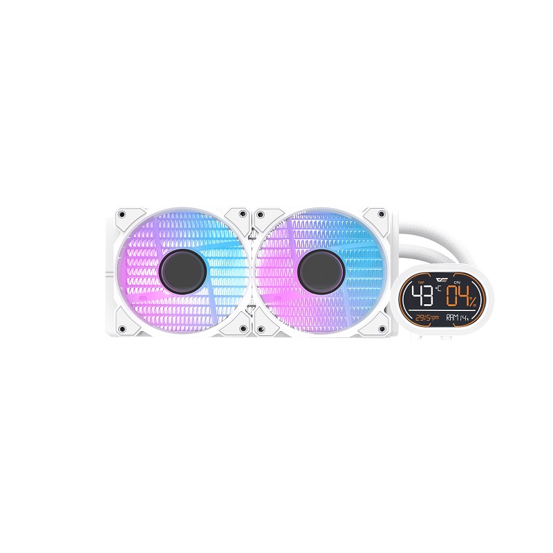 Sistema de Enfriamiento Liquido DarkFlash DH240D, Radiador 240mm, ARGB LED Dual Fan, 2000RPM, Blanco