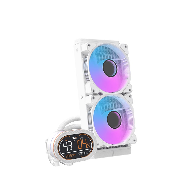 Sistema de Enfriamiento Liquido DarkFlash DH240D, Radiador 240mm, ARGB LED Dual Fan, 2000RPM, Blanco
