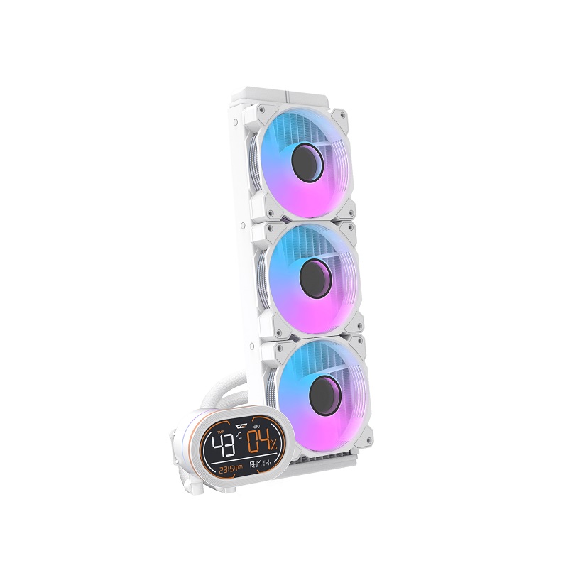 Sistema de Enfriamiento Liquido DarkFlash DH360D, Radiador 360mm, ARGB LED tri Fan, 2000RPM, Blanco