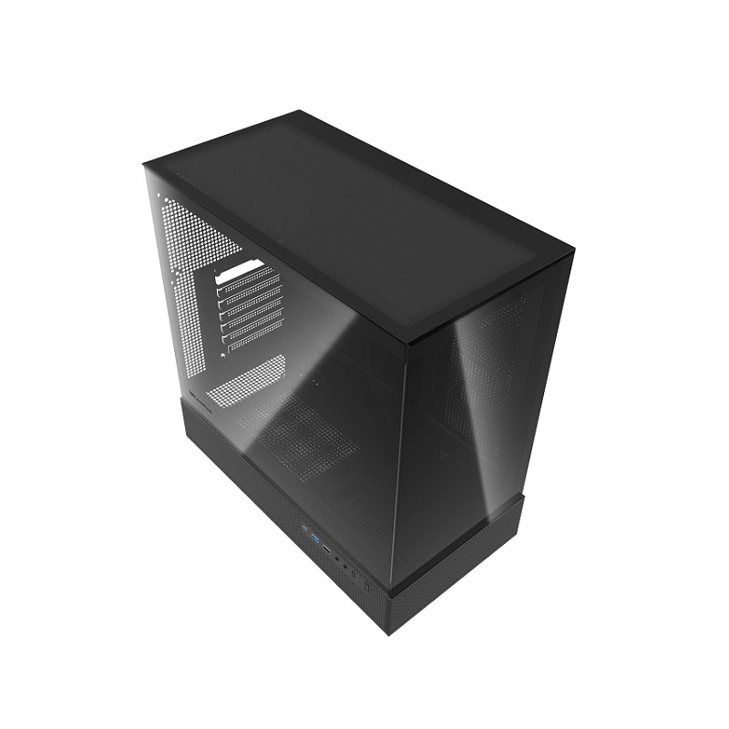 Gabinete Gaming DarkFlash DPX90, ATX Mid Tower, Panel lateral y frontal de vidrio templado, incluye 3 abanicos ARGB, Color Negro