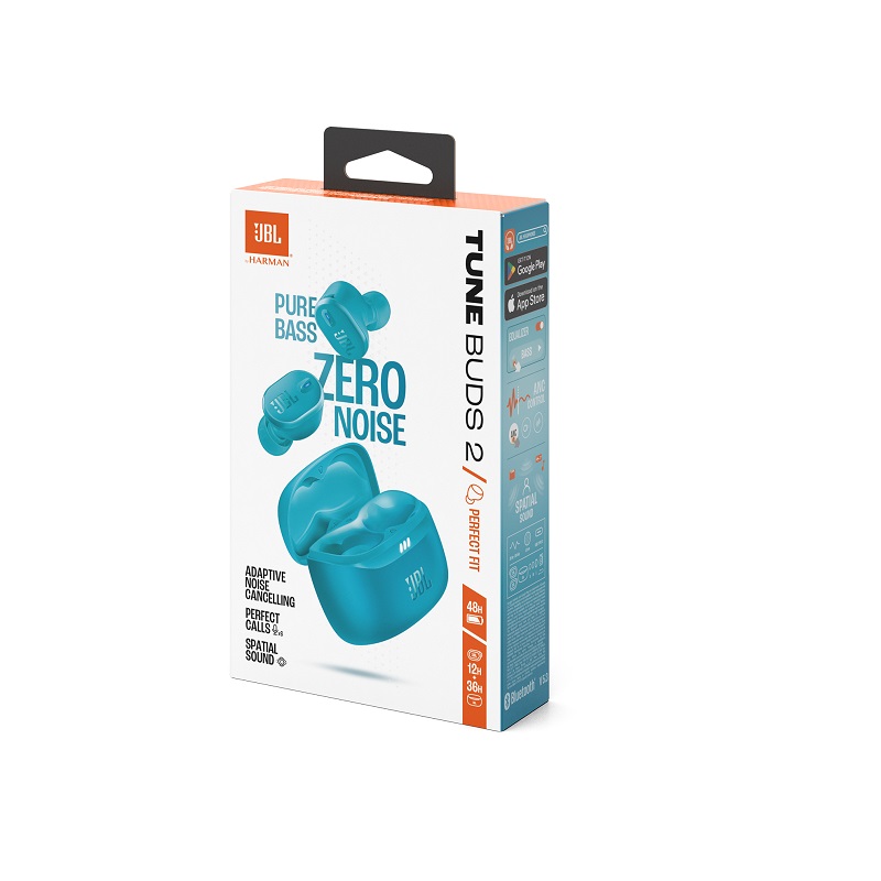 Audifonos JBL Tune Buds 2, Con estuche de carga, Estéreo, conexión Inalámbrica Bluetooth 5.3, IP54, Turquesa