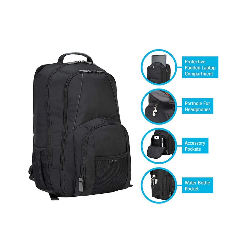 Mochila TARGUS Groove, para Portátil de Hasta 17", Negro, CVR617