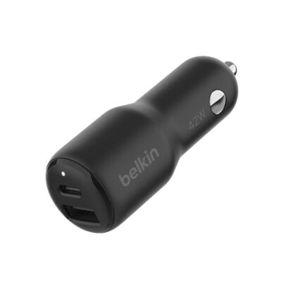 Cargador de Carro BELKIN CCB005BTBK, con puerto USB Tipo C y USB-A, con PPS 42W, Negro