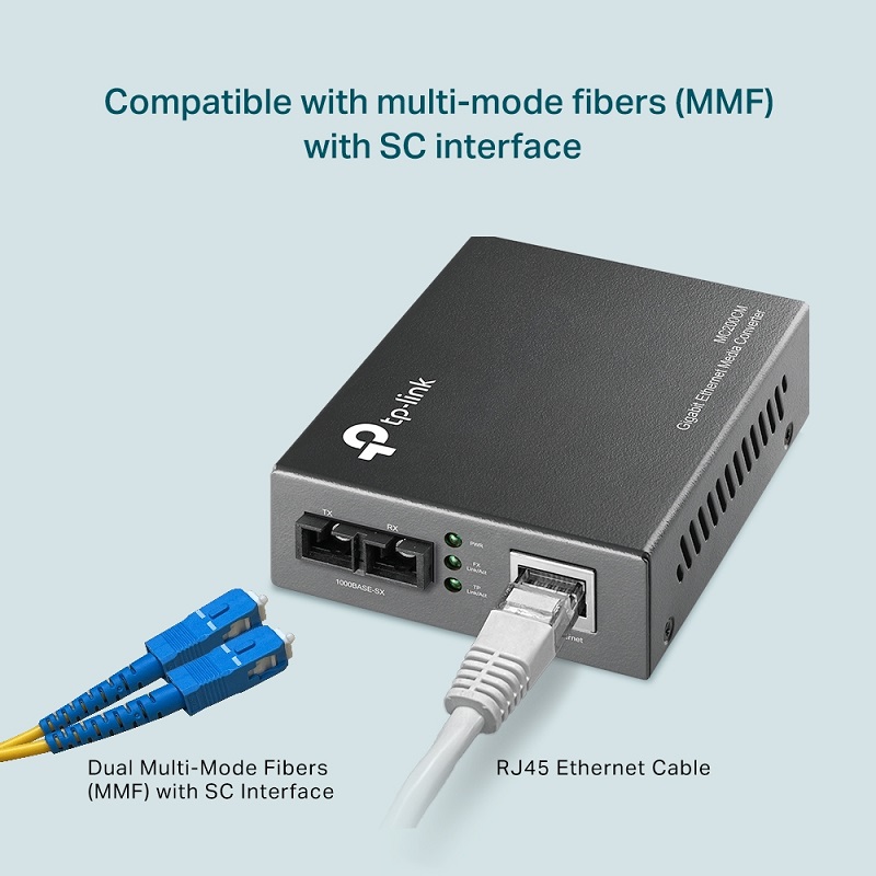 Convertidor Multimedia Tp-Link MC200CM, 1 puerto RJ45 10/100/1000Mbps Gigabit, hasta 500mts