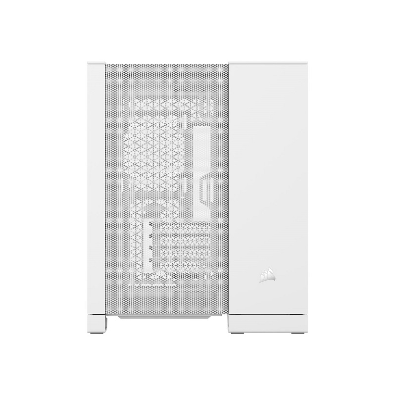 Gabinete Gaming CORSAIR 2500D Airflow Black, Micro ATX, panel lateral vidrio templado, Blanco