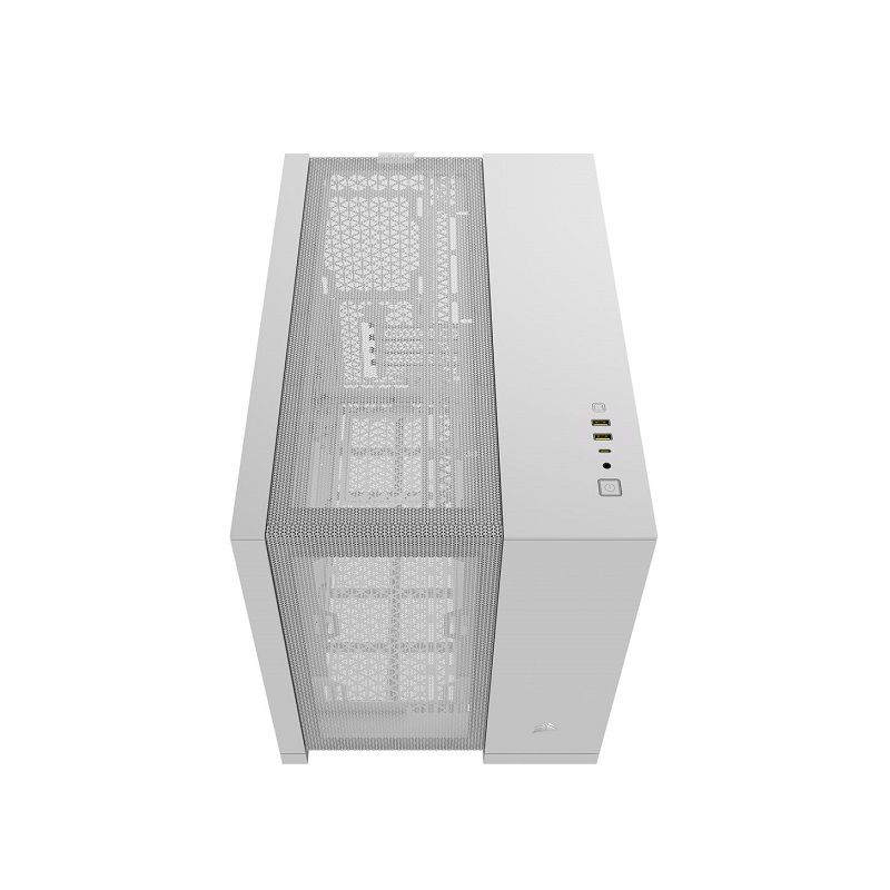 Gabinete Gaming CORSAIR 2500D Airflow Black, Micro ATX, panel lateral vidrio templado, Blanco