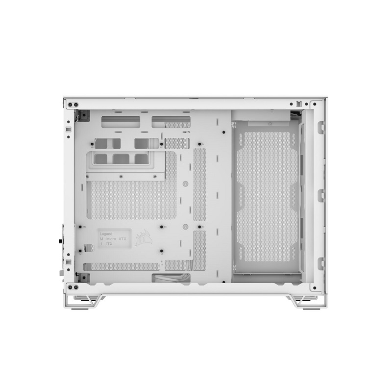Gabinete Gaming CORSAIR 2500D Airflow Black, Micro ATX, panel lateral vidrio templado, Blanco