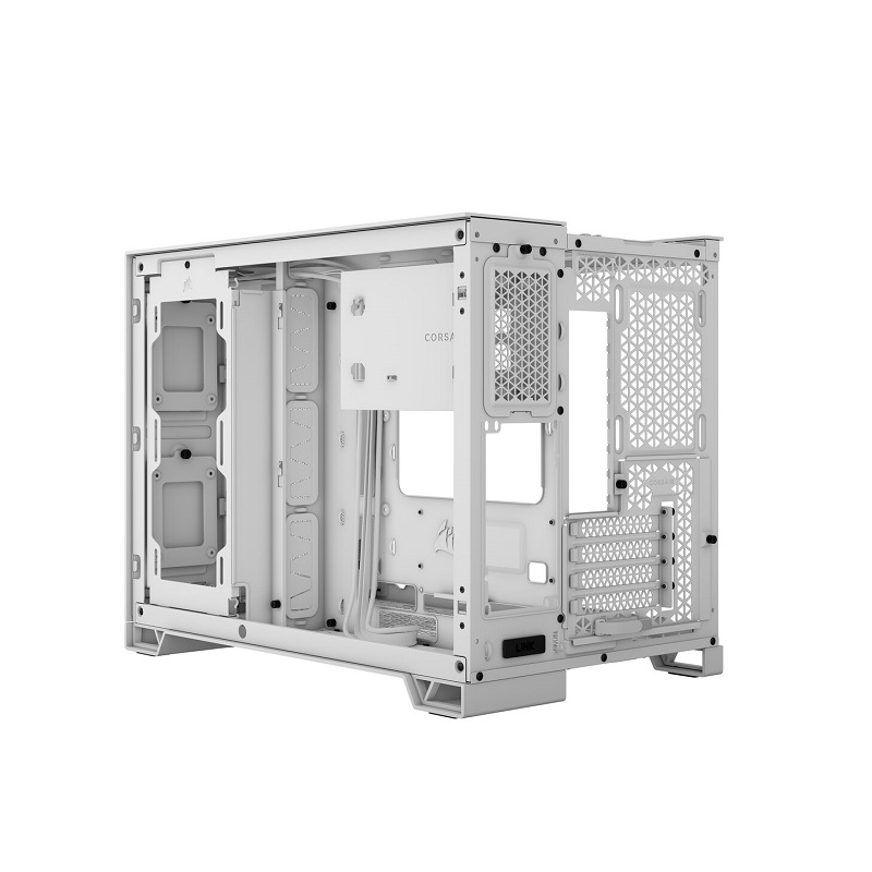 Gabinete Gaming CORSAIR 2500D Airflow Black, Micro ATX, panel lateral vidrio templado, Blanco