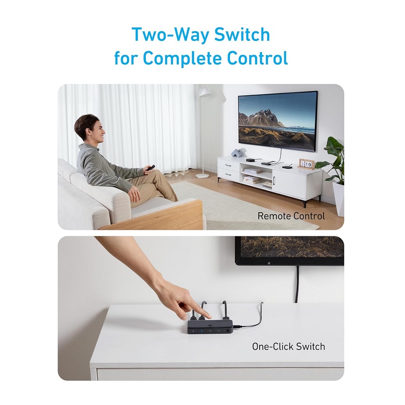 Switch HDMI (4x1) de 4 puertos de entrada y 1 salida, HDMI 4K 60Hz
