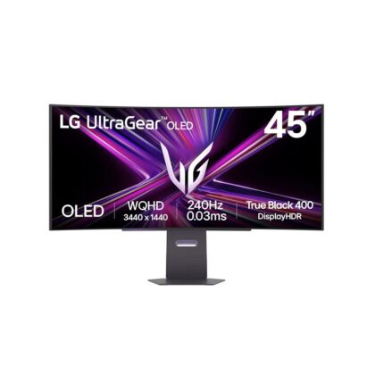 Monitor Curvo Gaming LG Ultragear OLED de 45" WQHD, 0.03ms, 240Hz, USB-C (PD 65W), HDMI 2.1, DisplayPort 1.4, AMD FreeSync Premium Pro