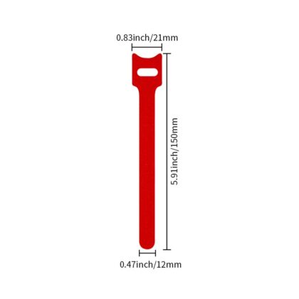 Correa de velcro tipo T para organizar cables, 12 x 150mm, 0.7 g, color Rojo