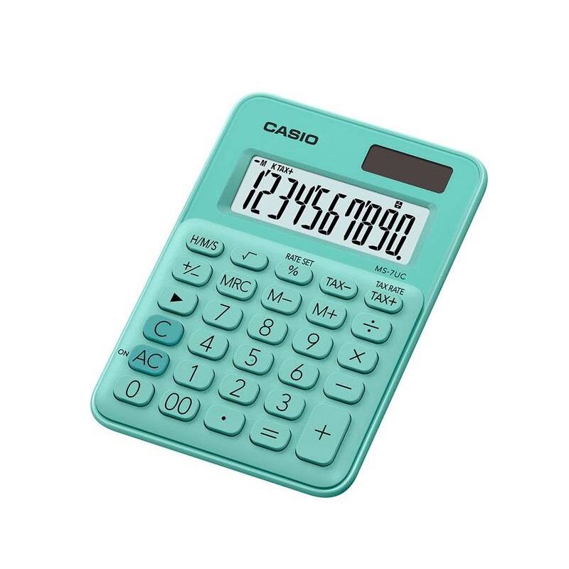 Calculadora CASIO de Mesa compacta de 10 Digitos, TAX para calculo de impuestos, Turquesa