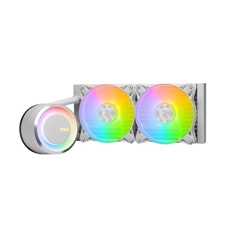Sistema de enfriamiento Liquido MSI MAG Coreliquid E240, ARGB, Radiador 240mm 2x Fan, 1800RPM, Intel y AMD, Blanco