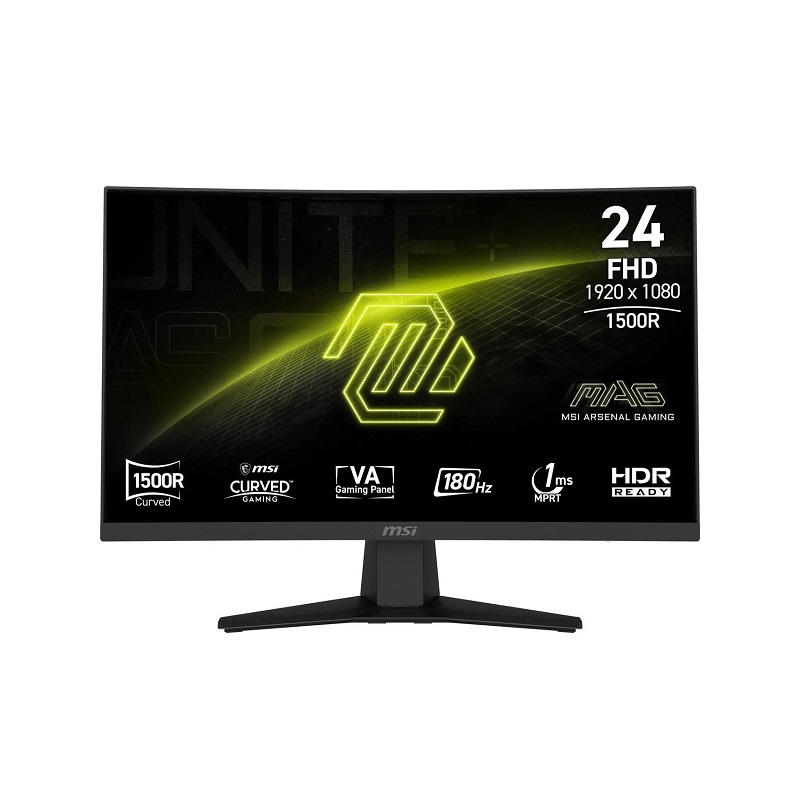 Monitor Gaming Curvo MSI MAG 244C de 24" FHD, 180hz, 1ms, HDMI, Display Port, Adaptive Sync