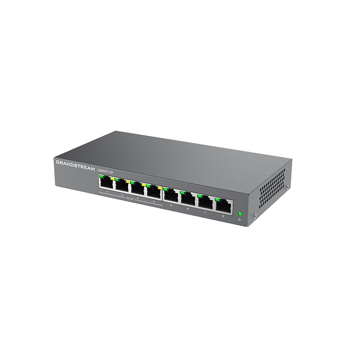 Switch GrandStream GWN7711P capa 2 Lite de 8 puertos Gigabit Ethernet. 4 puertos PoE+, Administrable, 60W