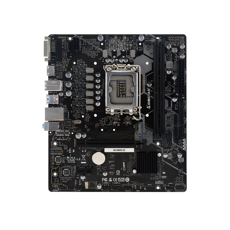 Tarjeta Madre BIOSTAR H610MHD-D5, LGA1700, DDR5 4800, PCIe 4.0, M.2, SATA 6Gb/s, DVI, HDMI, Micro ATX