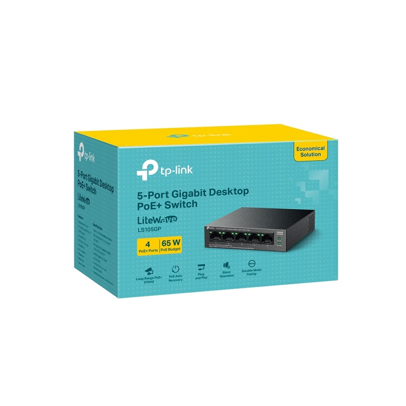 Switch Gigabit TP-LINK LS105GP de 5 Puertos 10/100/1000 Mbps con 4 puertos PoE+