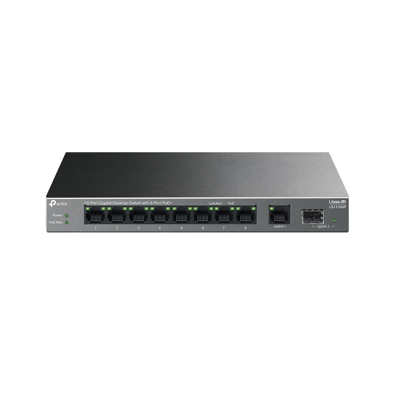 Switch TP-LINK LS1210GP 10 puertos Gigabit, 8 puertos PoE, 1x SFP, 61W