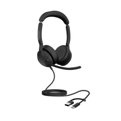 Headset Jabra Evolve 2 50, Conexión USB C/A, Sonido Estéreo Digital con supresión de ruido y Micrófono.