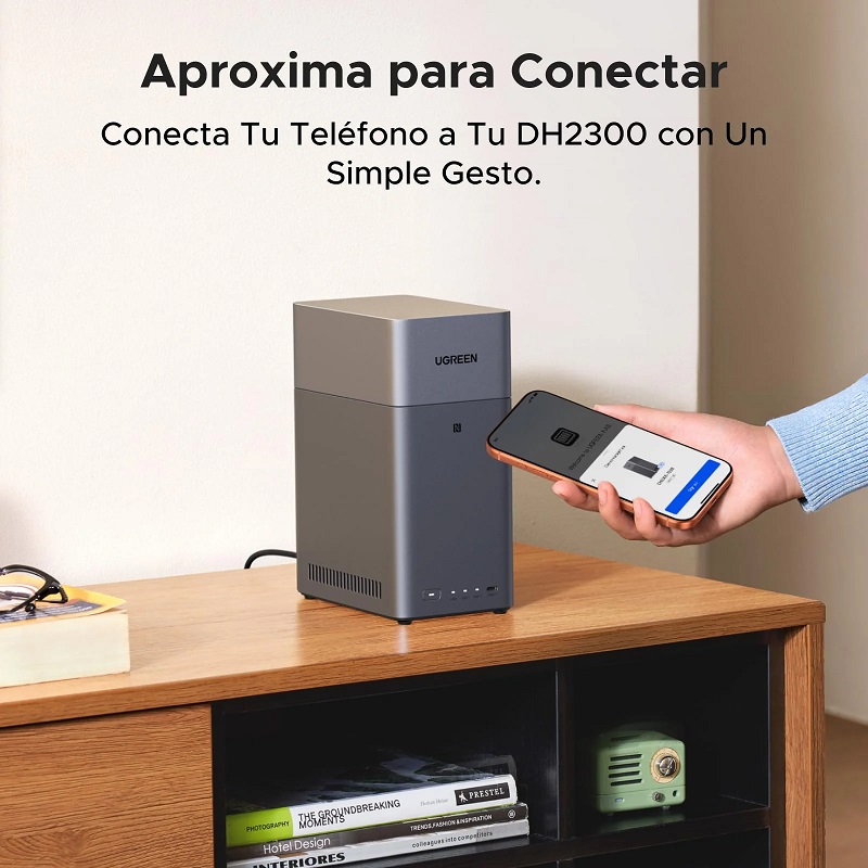 NAS UGREEN DH2300 NASync, para 2 Discos, CPU de 8 Núcleos, 4GB RAM, Conexión NFC One-Touch, 2x USB 3.2, 1x Lan 1GbE, 1x HDMI 4K