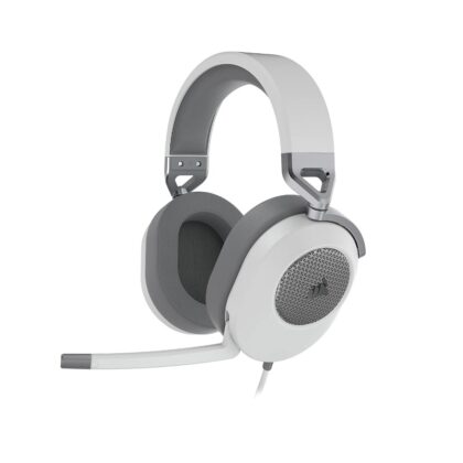 Headset Gaming CORSAIR HS65 Surround, conexión 3.5 mm + adaptador USB, color blanco
