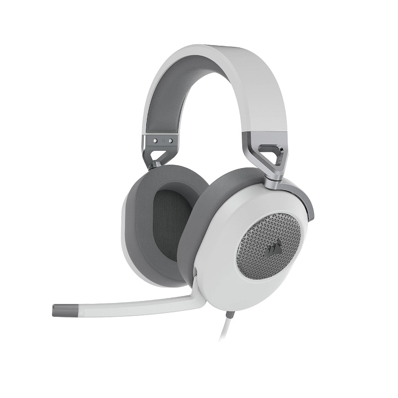 Headset Gaming CORSAIR HS65 Surround, conexión 3.5 mm + adaptador USB, color blanco
