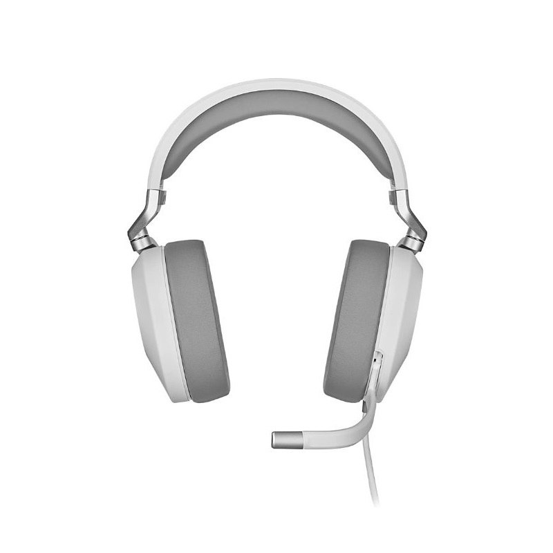 Headset Gaming CORSAIR HS65 Surround, conexión 3.5 mm + adaptador USB, color blanco
