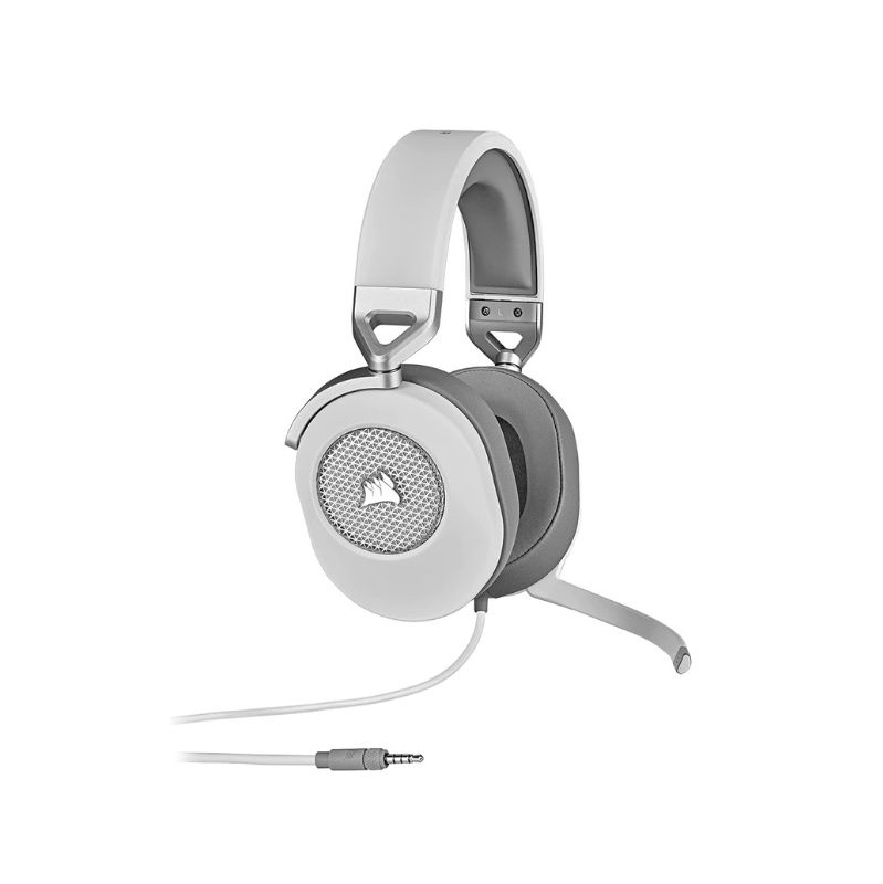 Headset Gaming CORSAIR HS65 Surround, conexión 3.5 mm + adaptador USB, color blanco